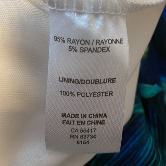 CARRE Noir Sleeveless Abstract Botanical Midi Dress Draped Neckline Size 14 - Picture 9 of 10